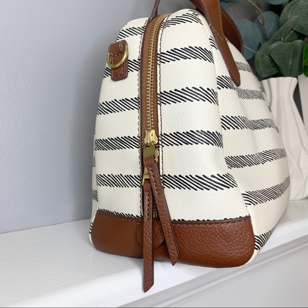 Fossil Fiona Striped Crossbody Satchel Purse Bag - Picture 5 of 16